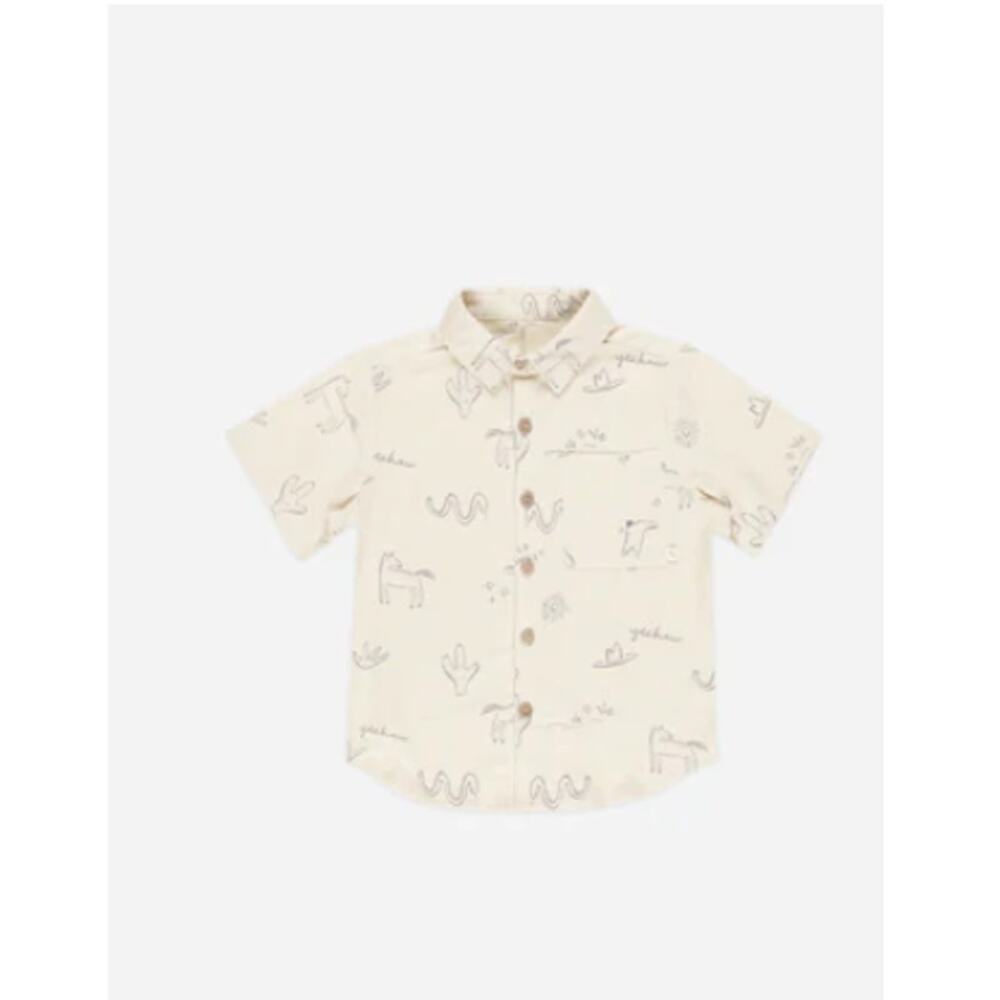 Rylee + Cru Baby Cream Wild West Collared Shirt Size 6-12 M